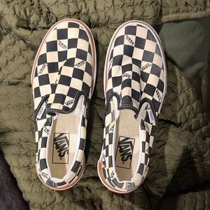 Vans Platform Black and White Checkerboard Slip-Ons